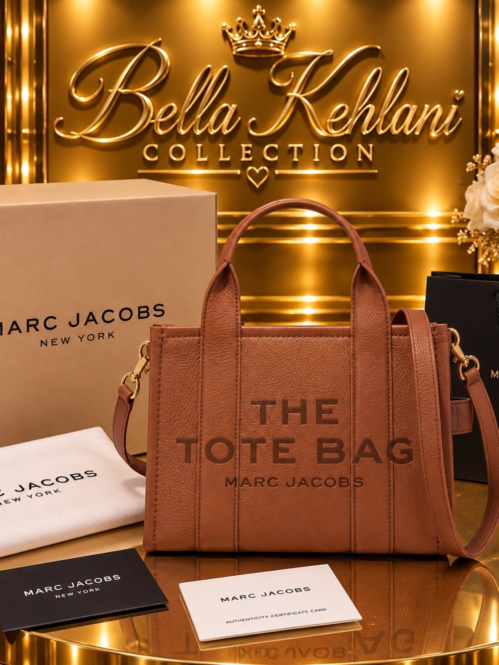 Marc Jacobs Cognac Brown Leather 'The Tote Bag' Top-Handle Tote